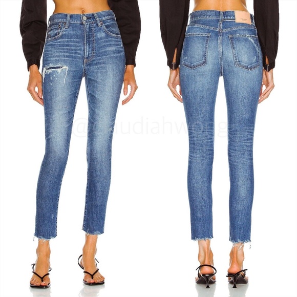 MOUSSY VINTAGE Hamond Distressed Skinny High Waisted Jeans in Blue